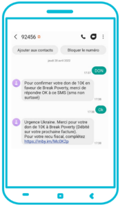 Don à l'acte par SMS+ de 10 €
